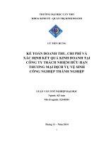 kế toán doanh thu, chi phí và xác định kết quả kinh doanh tại công ty trách nhiệm hữu hạn thương mại dịch vụ vệ sinh công nghiệp thành nghiệp