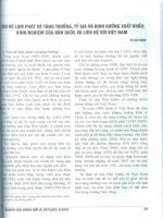 Vấn đề lạm phát và tăng trưởng, tỷ giá và định hướng xuất khẩu  kinh nghiệm của hàn quốc và liên hệ với việt nam 