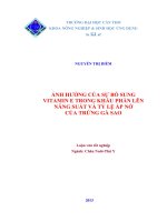 ảnh hưởng của sự bổ sung vitamin e trong khẩu phần lên năng suất và tỷ lệ ấp nở của trứng gà sao