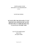 kế toán tiêu thụ hàng hóa và xác định kết quả kinh doanh tại chi nhánh công ty tnhh thương mại và sản xuất tân phú vinh