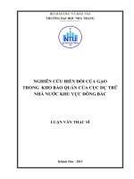 Nghiên cứu biến đổi của gạo trong kho bảo quản của cục dự trữ nhà nước khu vực đông bắc