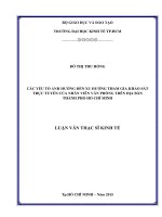 Các yếu tố ảnh hưởng đến xu hướng tham gia khảo sát trực tuyến của nhân viên văn phòng trên địa bàn thành phố hồ chí minh