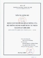 Khảo sát đánh giá hoạt động của hệ thống hành nghề dược tư nhân giai đoạn 2000 2004