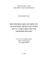 phân tích hoạt động huy động vốn tại ngân hàng thương mại cổ phần đầu tư và phát triển việt nam chi nhánh vĩnh long