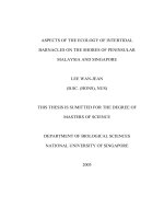 Aspects of the ecology of intertidal barnacles on the shores of peninsular malaysia and singapore