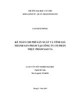 kế toán chi phí sản xuất và tính giá thành sản phẩm tại công ty cổ phần thực phẩm sao ta