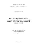 phân tích hoạt động cho vay ngắn hạn tại ngân hàng nông nghiệp và phát triển nông thôn chi nhánh huyện cầu kè