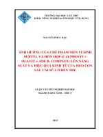 ảnh hưởng của chế phẩm men vi sinh subtyl và hỗn hợp (calphovit + olavit + ade b. complex) lên năng suất và hiệu quả kinh tế của heo con sau cai sữa ở bến tre