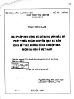 Giải pháp huy động và sử dụng vốn đầu tư phát triển nhằm chuyển dịch cơ cấu kinh tế theo hướng công nghiệp hóa, hiện đại hóa ở việt nam