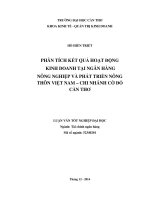 phân tích kết quả hoạt động kinh doanh tại ngân hàng nông nghiệp và phát triển nông thôn việt nam – chi nhánh cờ đỏ cần thơ