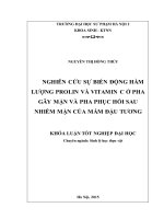Nghiên cứu sự biến động hàm lượng prolin và vitamin c ở pha gây mặn và pha phục hồi sau nhiễm mặn của mầm đậu tương