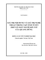 Giá trị nội dung và giá trị nghệ thuật trong tập tinh tuyển thơ văn mắt người sơn tây của quang dũng