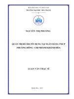 Quản trị rủi ro tín dụng tại ngân hàng TMCP phương đông   chi nhánh khánh hòa