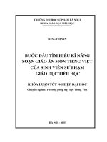 Bước đầu tìm hiểu kĩ năng soạn giáo án môn tiếng việt của sinh viên sư phạm giáo dục tiểu học