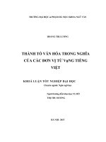 Khoá luận tốt nghiệp thành tố văn hóa trong nghĩa của các đơn vị từ vựng tiếng việt 