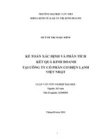 kế toán xác định và phân tích kết quả kinh doanh tại công ty cổ phần cơ điện lạnh việt nhật