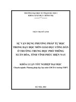 Sự vận dụng phương pháp tự học trong dạy học môn giáo dục công dân ở trường trung học phổ thông xuân hòa, tỉnh vĩnh phúc hiện nay
