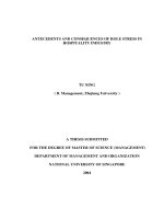 Antecedents and consequences of role stress in hospitality industry