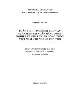 phân tích tình hình cho vay ngắn hạn tại ngân hàng nông nghiệp và phát triển nông thôn việt nam chi nhánh cần thơ