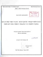 Quan hệ việt nam   hàn quốc thập niên đầu thế kỷ XXI  thực trạng và triển vọng 