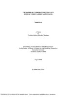 The value of corporate governance, evidence from american mergers 