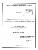 Đầu tư trực tiếp của hàn quốc vào việt nam trong thập niên đầu thế kỷ 21 thực trạng và triển vọng 