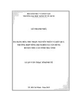 Đa dạng hóa thu nhập nguyên nhân và kết quả trường hợp nông hộ nghèo xã tân hùng huyện tiểu cần tỉnh trà vinh luận văn thạc sĩ  2015 