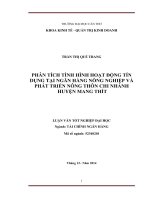 phân tích tình hình hoạt động tín dụng tại ngân hàng nông nghiệp và phát triển nông thôn chi nhánh huyện mang thít