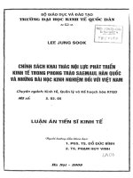 Chính sách khai thác nội lực phát triển kinh tế trong phong trào saemaul hàn quốc và những bài học kinh nghiệm đối với việt nam 