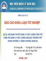 Vận dụng thuyết quản lý chất lượng tổng thể (TQM) vào quản lý chất lượng giáo dục trường THPT Thanh Chương 3, Thanh Chương, Nghệ An
