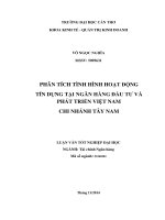 phân tích tình hình hoạt động tín dụng tại ngân hàng đầu tư và phát triển việt nam chi nhánh tây nam