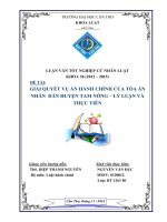 giải quyết vụ án hành chính của tõa án nhân dân huyện tam nông – lý luận và thực tiễn