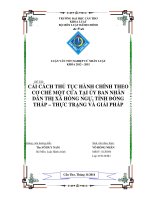 cải cách thủ tục hành chính theo cơ chế một cửa tại ủy ban nhân dân thị xã hồng ngự, tỉnh đồng tháp – thực trạng và giải pháp