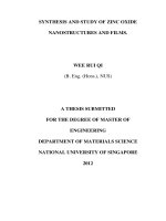 SYNTHESIS AND STUDY OF ZINC OXIDE NANOSTRUCTURES AND FILMS 