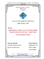 khởi kiện và thụ lý vụ án hành chính trong lĩnh vực đất đai – thực tiễn tại tỉnh đồng tháp