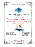 quản lý nhà nước về lĩnh vực quảng cáo  lý luận và thực tiễn tỉnh đồng tháp