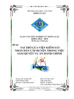 vai trò của viên ̣ kiểm sát nhân dân cấp huyên ̣ trong viêc ̣giải quyết vụ án hành chính