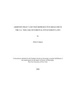 Abortion policy and teen reproductive behavior in the u s, the case of parental involvement laws 