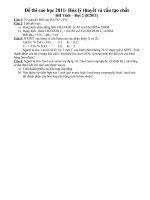 Đề thi cao học 2011  hóa lý thuyết và cấu tạo chất đh vinh – đợt 2 (82011) 