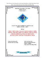 thực tiễn chia tài sản chung khi ly hôn trong trường hợp vợ chồng chung sống với gia đình tại toà án nhân dân huyện châu thành, tỉnh đồng tháp