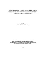 Resources and capabilities for two types of servitization contingency on offering nature and serving mode 