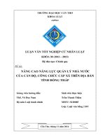 nâng cao năng lực quản lý nhà nước của cán bộ, công chức cấp xã trên địa bàn tỉnh đồng tháp
