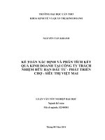 kế toán xác định và phân tích kết quả kinh doanh tại công ty trách nhiệm hữu hạn đầu tư  phát triển chợ  siêu thị việt mai