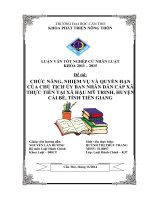 chức năng, nhiệm vụ và quyền hạn của chủ tịch ủy ban nhân dân cấp xã thực tiễn tại xã hậu mỹ trinh, huyện cái bè, tỉnh tiền giang