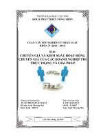 chuyển giá và kiểm soát hoạt động chuyển giá của các doanh nghiệp fdi thực trạng và giải pháp