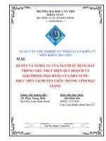 quyền và nghĩa vụ của người sử dụng đất trong việc thực hiện quy hoạch và giải phóng mặt bằng của nhà nước thực tiễn tại huyện châu thành tỉnh hậu giang