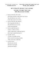 ĐỀ CƯƠNG ÔN THI ĐẦU VÀO CAO HỌC NGÀNH : NGÔN NGỮ HỌC MÔN THI: CƠ SỞ VIỆT NGỮ HỌC