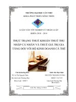thực trạng thuế khoán thuế thu nhập cá nhân và thuế giá trị gia tăng đối với hộ kinh doanh cá thể