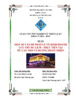 một số vấn đề pháp lý về kinh doanh lưu trú du lịch  thực tiễn tại tp. cần thơ và hướng hoàn thiện