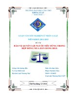 bảo vệ quyền lợi người tiêu dùng trong hợp đồng mua bán hàng hoá